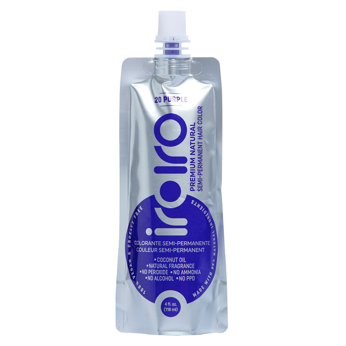 Iroiro 20号紫色天然纯素零残忍半永久染发剂 植物配方护发染发膏 持久显色
