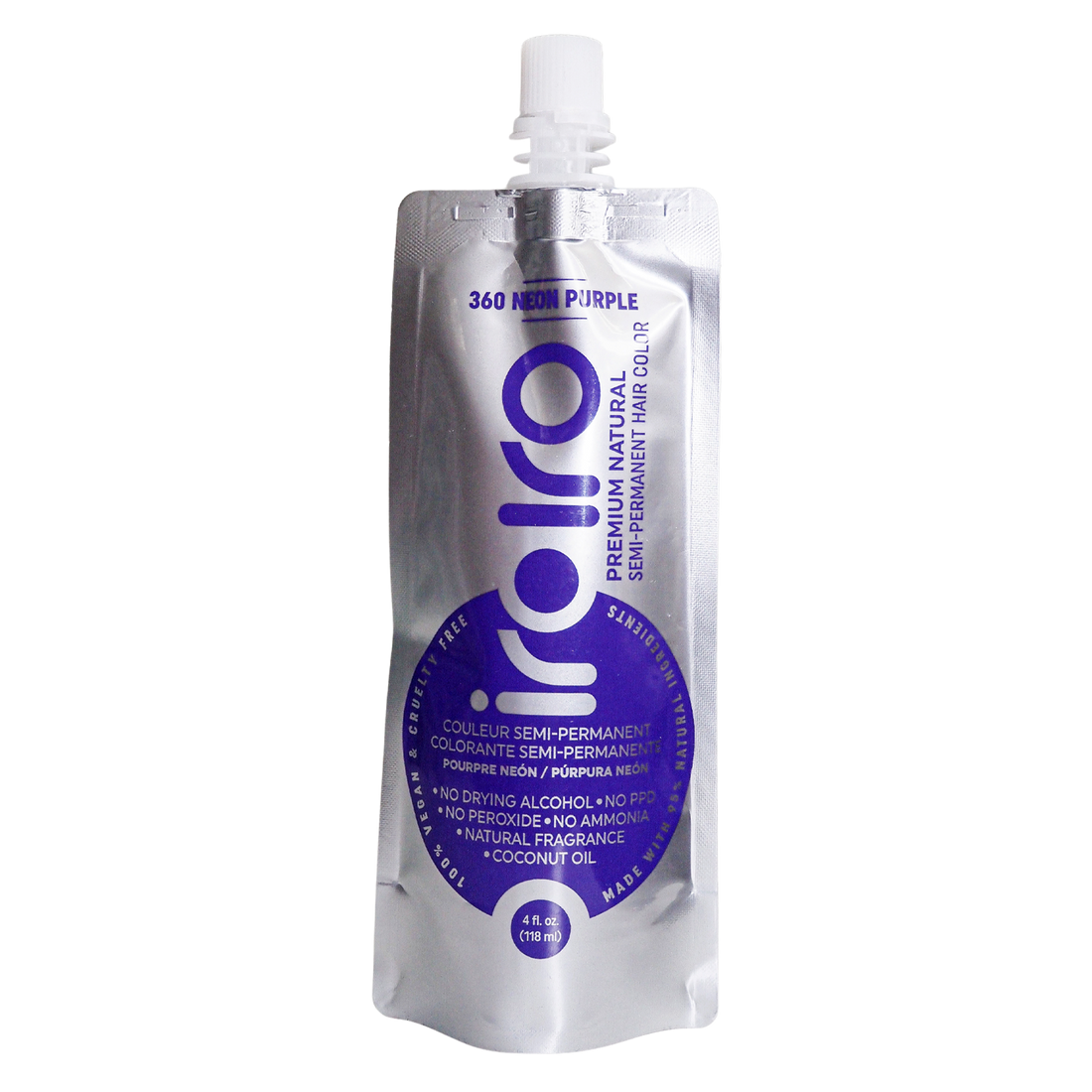 Iroiro 360度UV反应紫色霓虹纯素无伤害半永久染发剂 植物配方温和护发 持久显色