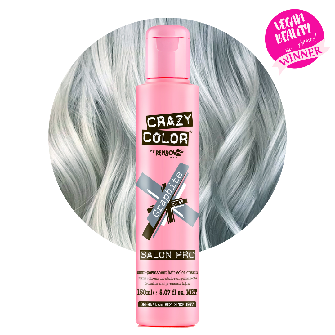 Crazy Color 半持久性浅钢灰色染发剂 石墨色 温和不伤发 持久显色 男女通用