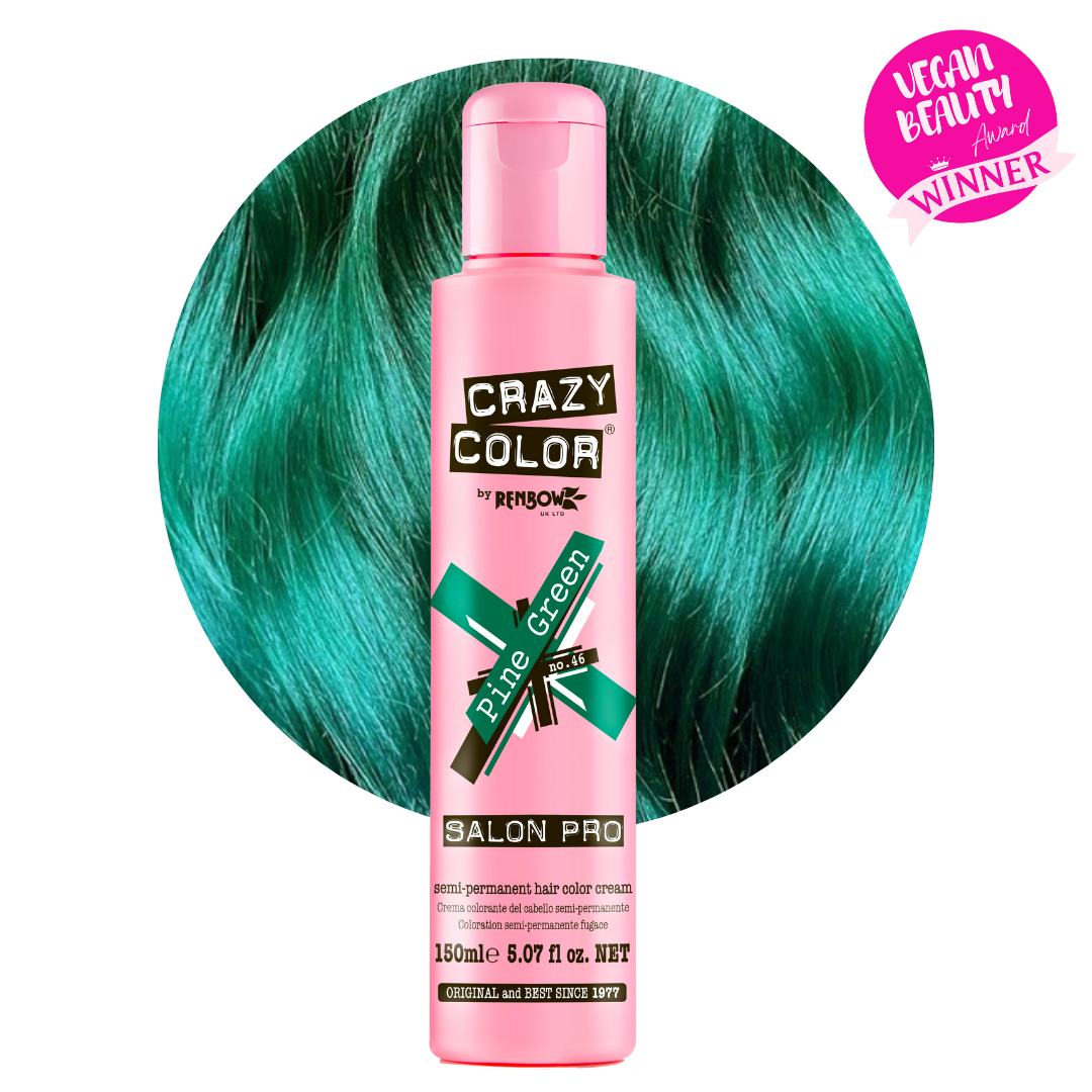 Crazy Color 半永久性森林绿染发剂 松木绿 植物配方 持久显色 不伤发质 家用DIY染发膏