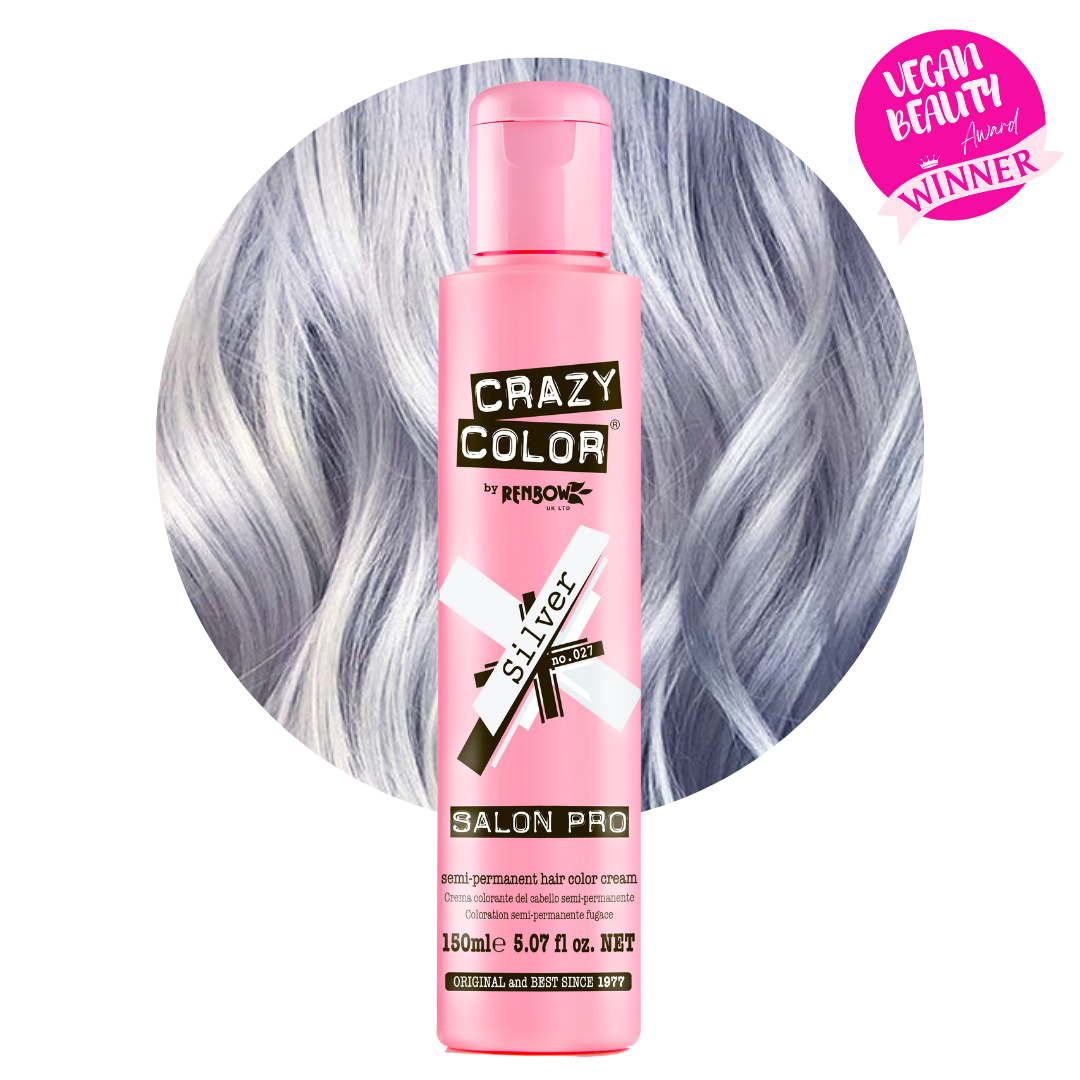 Crazy Color 半持久冷灰色染发剂 银灰色 温和不伤发 持久显色 家用DIY染发膏