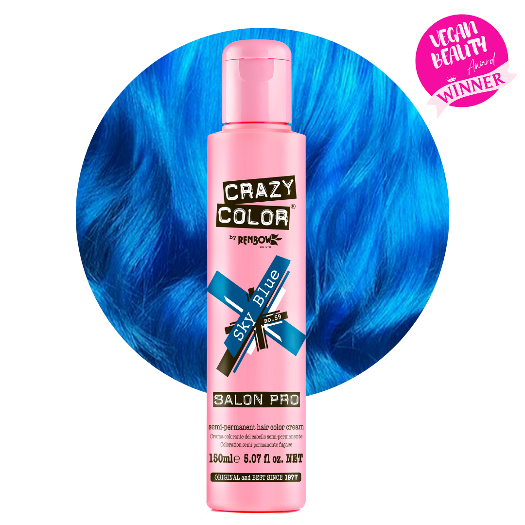Crazy Color 半持久性皇家蓝染发剂 天空蓝 温和不伤发 持久显色 植物配方 DIY染发膏