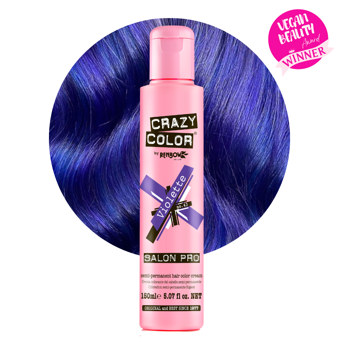 Crazy Color 半永久深紫色染发剂 紫罗兰色 持久显色 植物配方 不伤发质 DIY染发膏